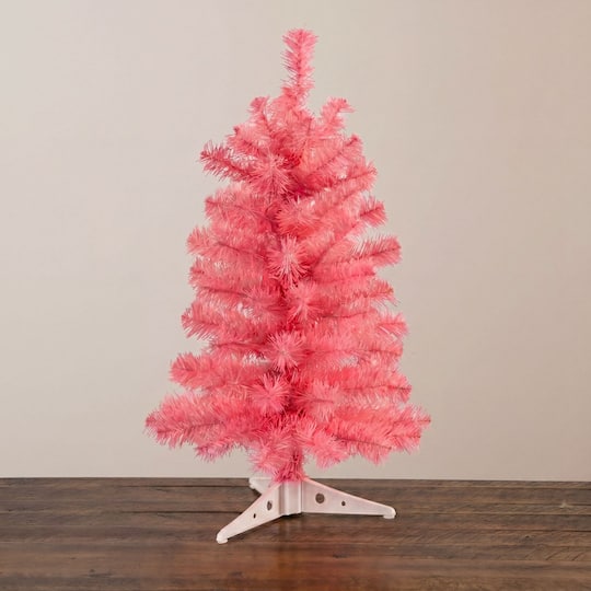 Nearly Natural 24" Unlit Artificial Pink Christmas Tree